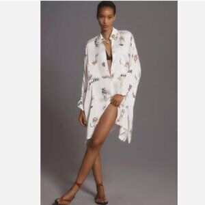 COREY LYNN CALTER | Long-Sleeve Printed Mini Shirt Dress from Anthropologie NWT